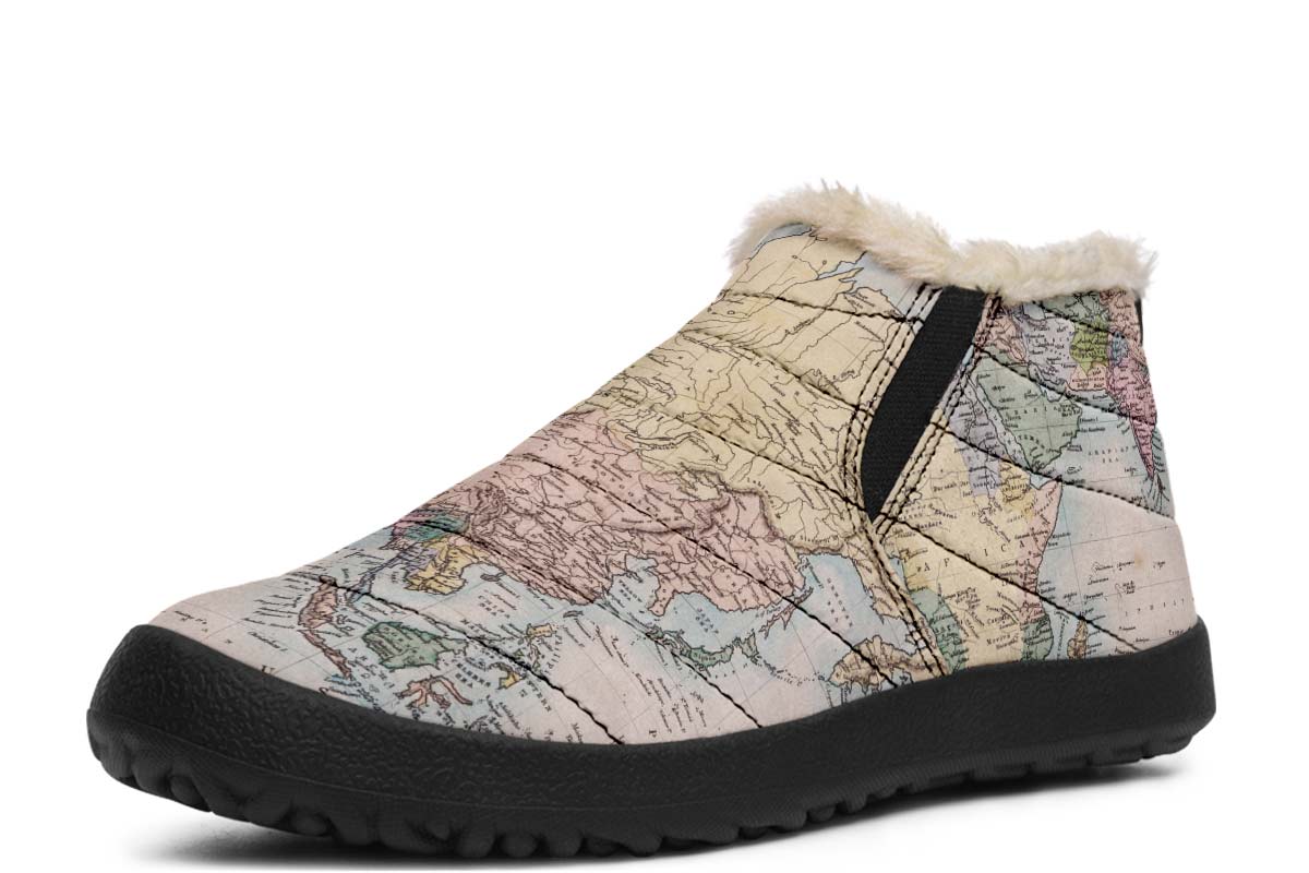 Vintage Geography Globe Winter Sneakers