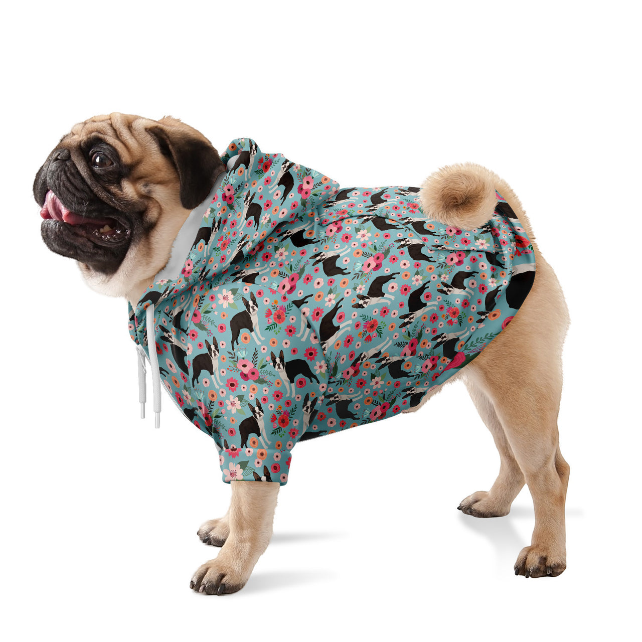 Boston Terrier Flower Athletic Dog Zip Up