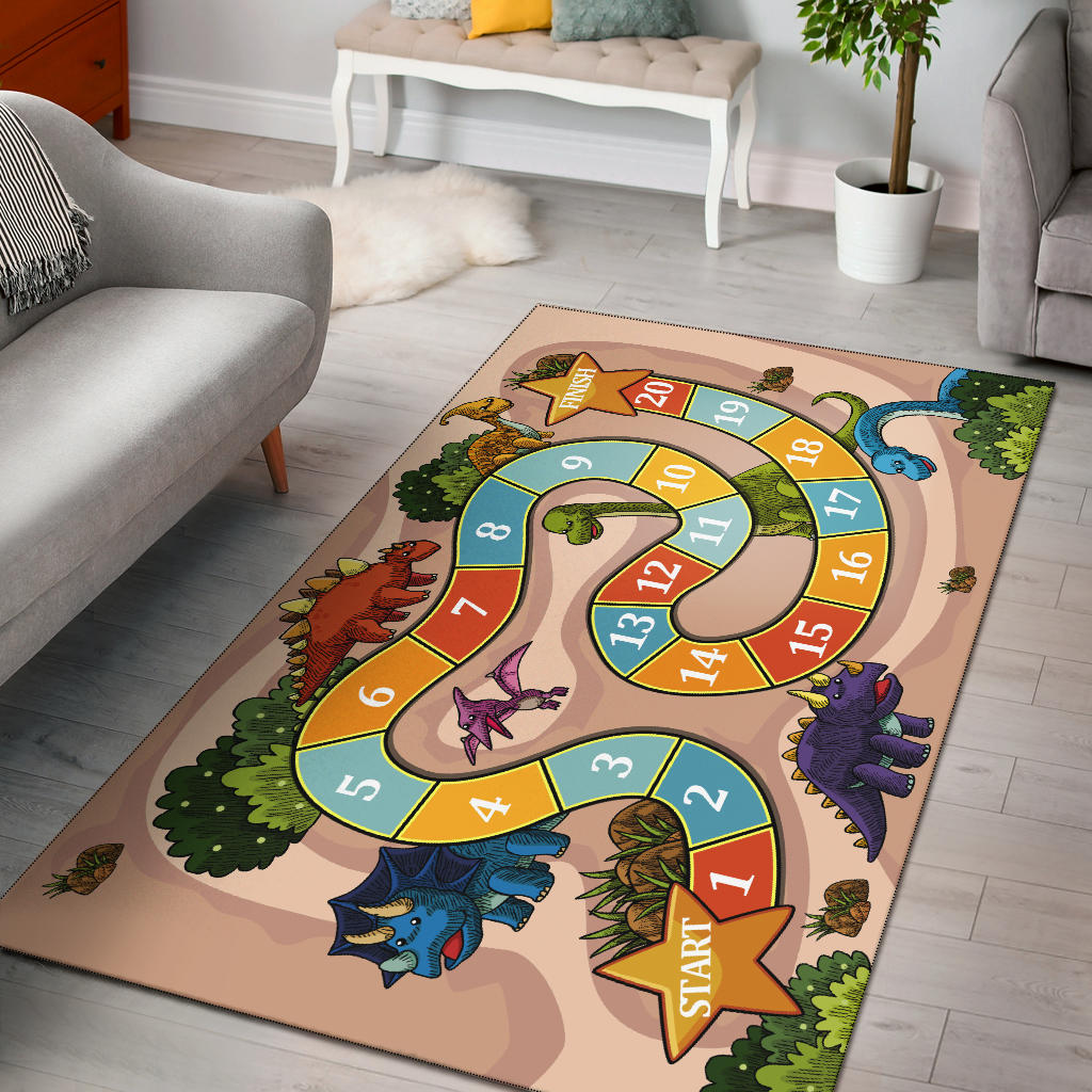 Dino Counting Game Area Rug
