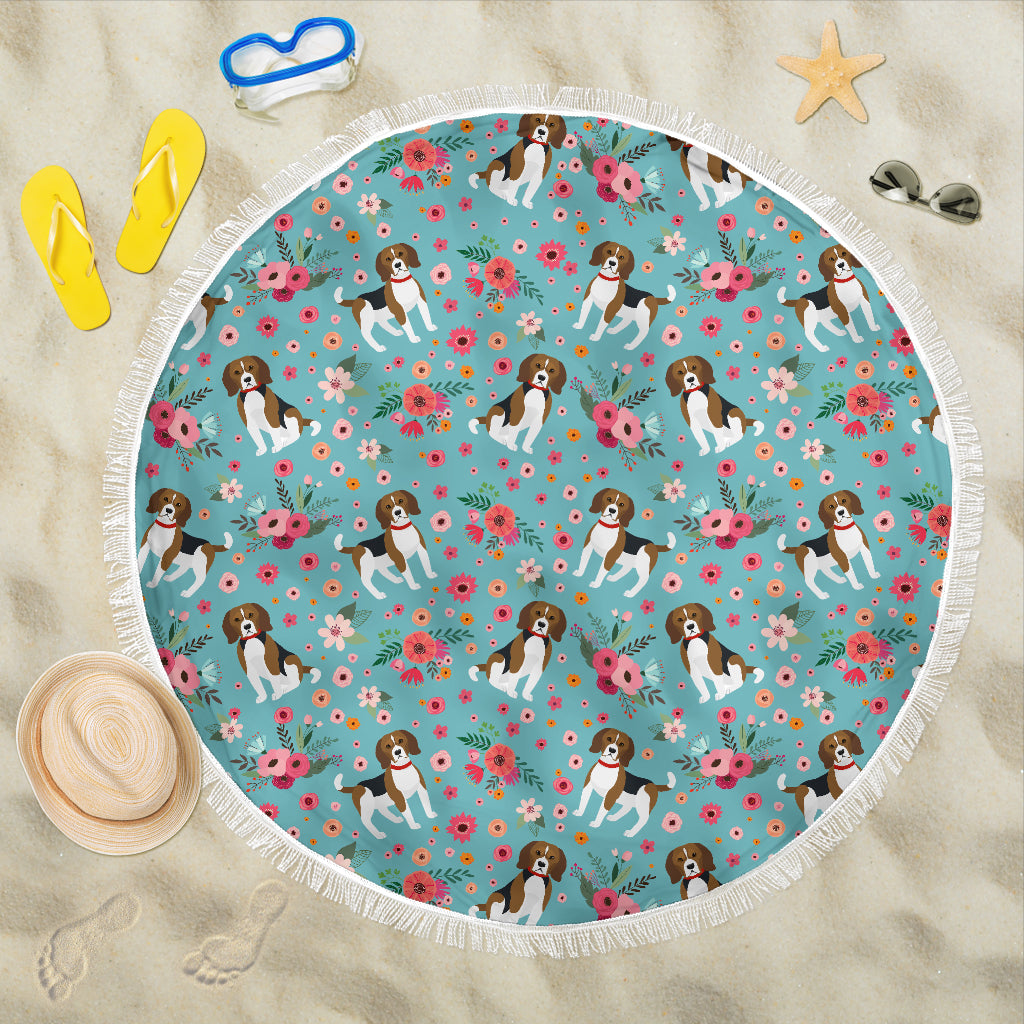 Beagle Flower Beach Blanket
