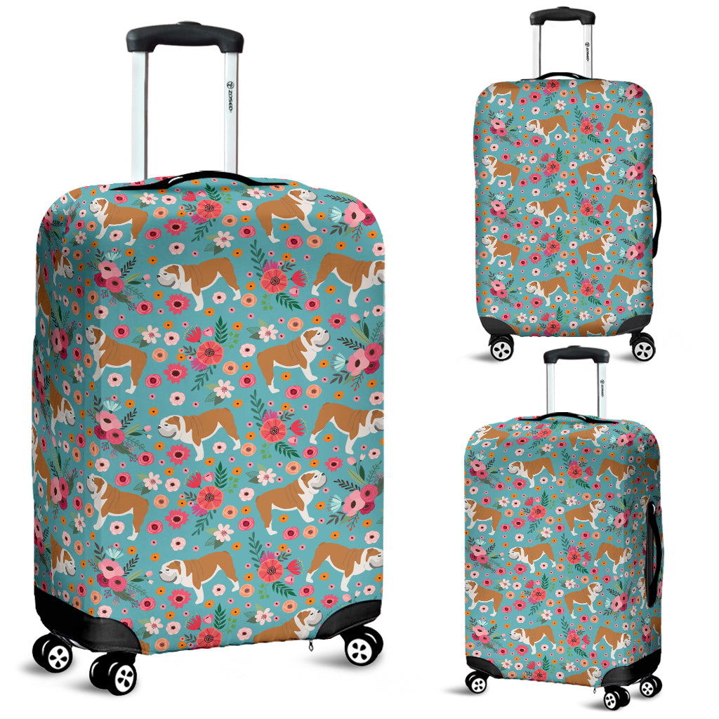 Bulldog Flower Luggage Cover