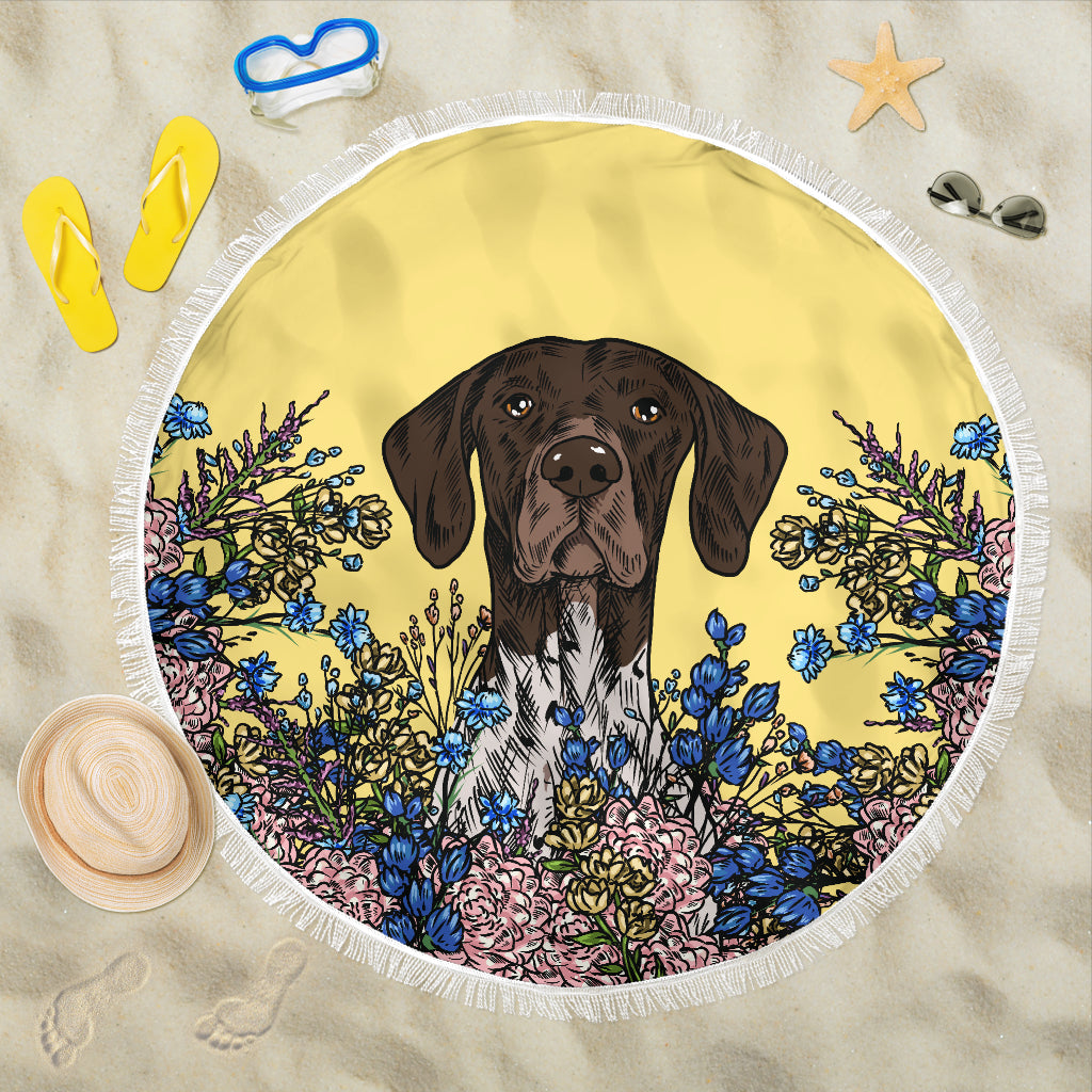 Illustrated German Shorthaired Pointer Beach Blanket