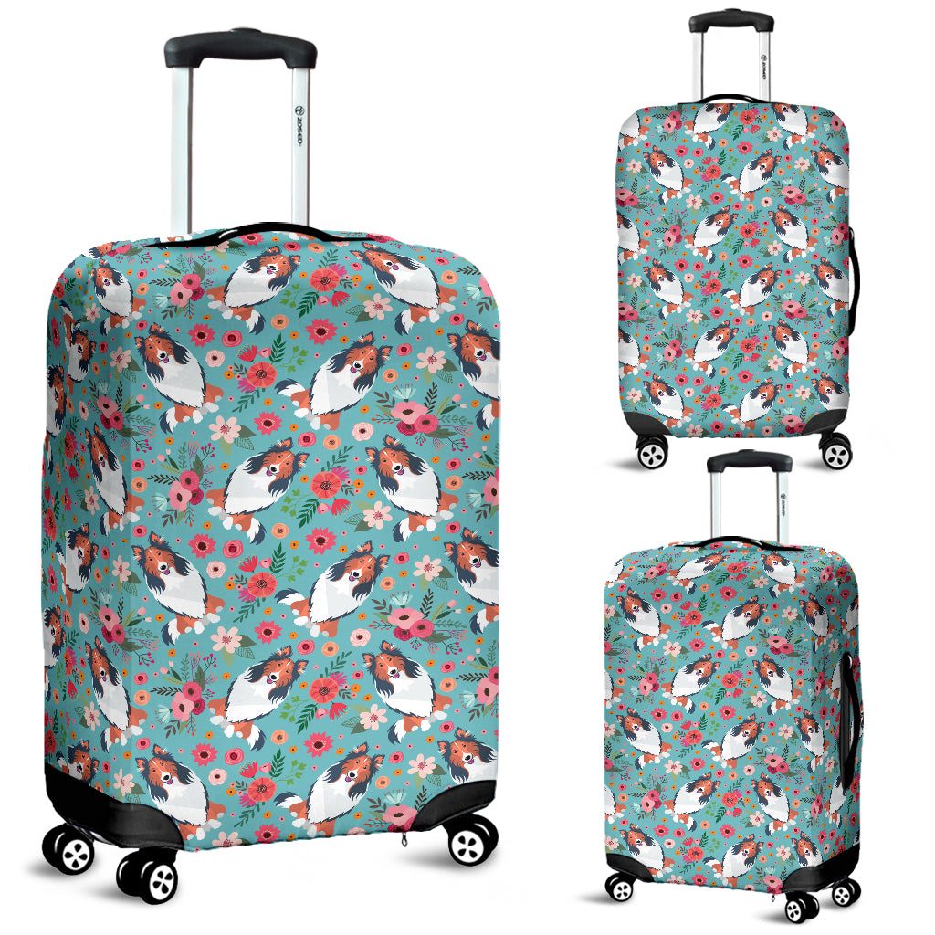Rough Collie Flower Luggage Cover