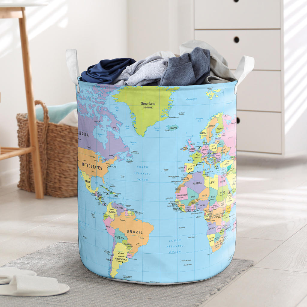Geography Globe Laundry Basket