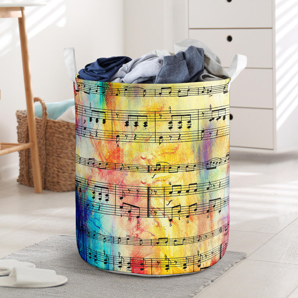 Rainbow Sheet Music Laundry Basket