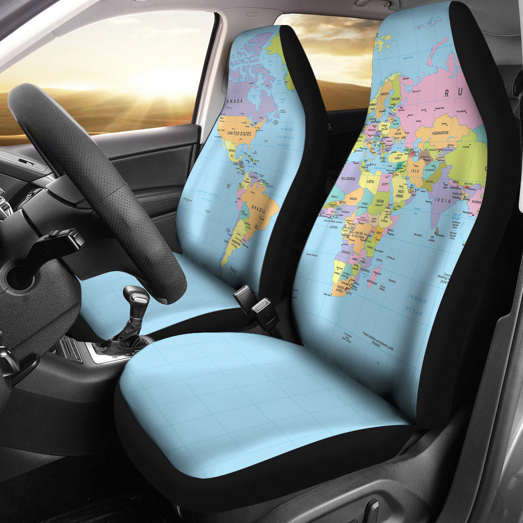 Geography Globe Car Seat Covers