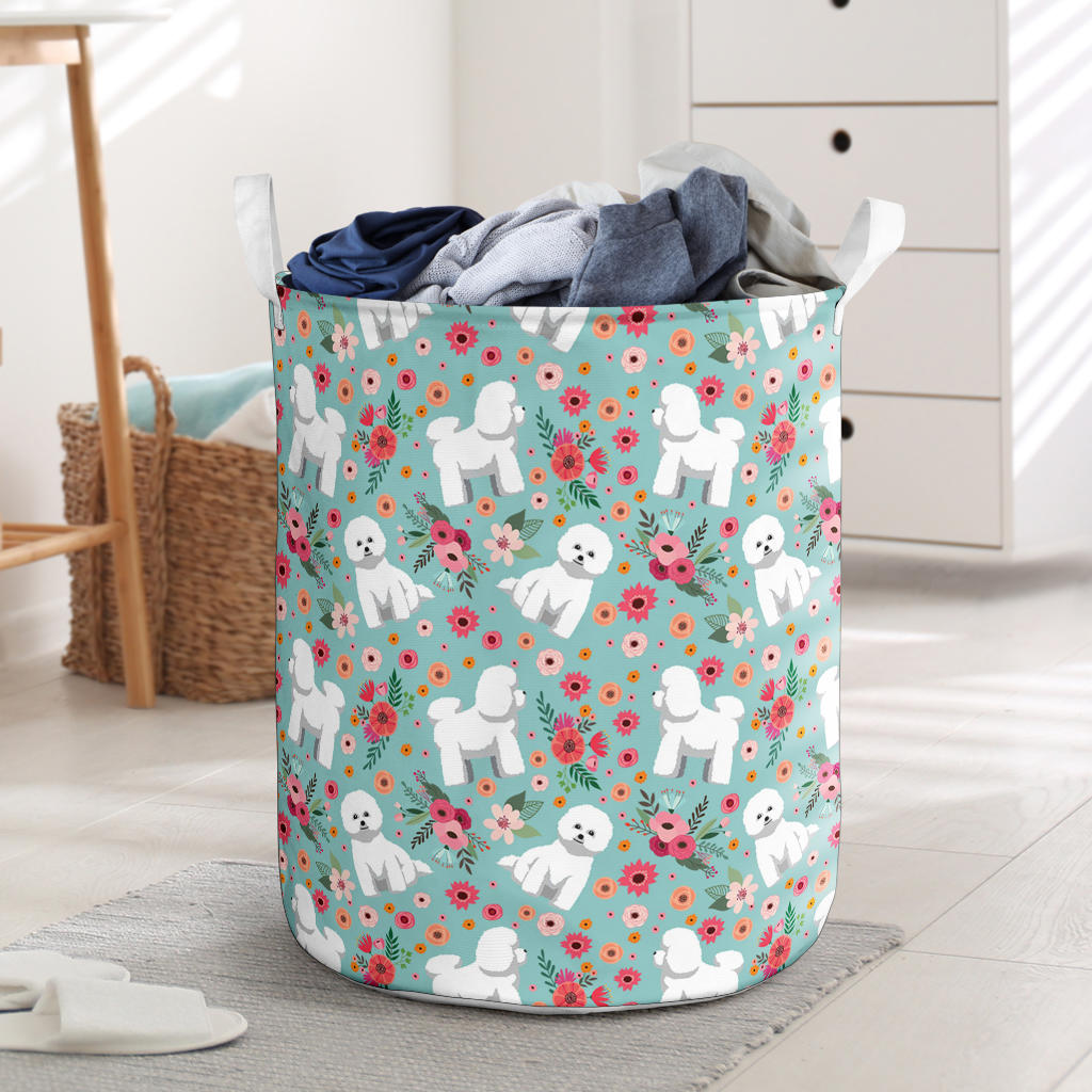 Bichon Frise Flower Laundry Basket