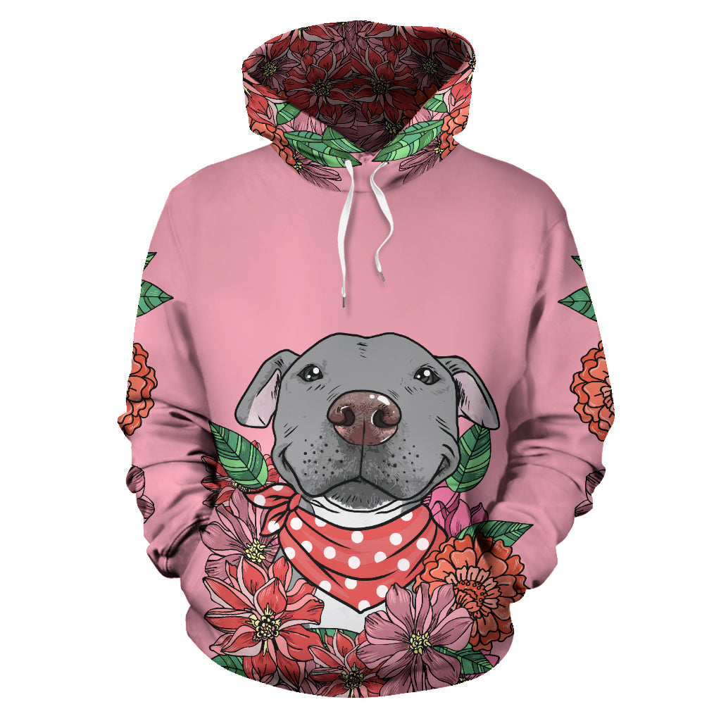 Illustrated Grey Pit Bull Hoodie