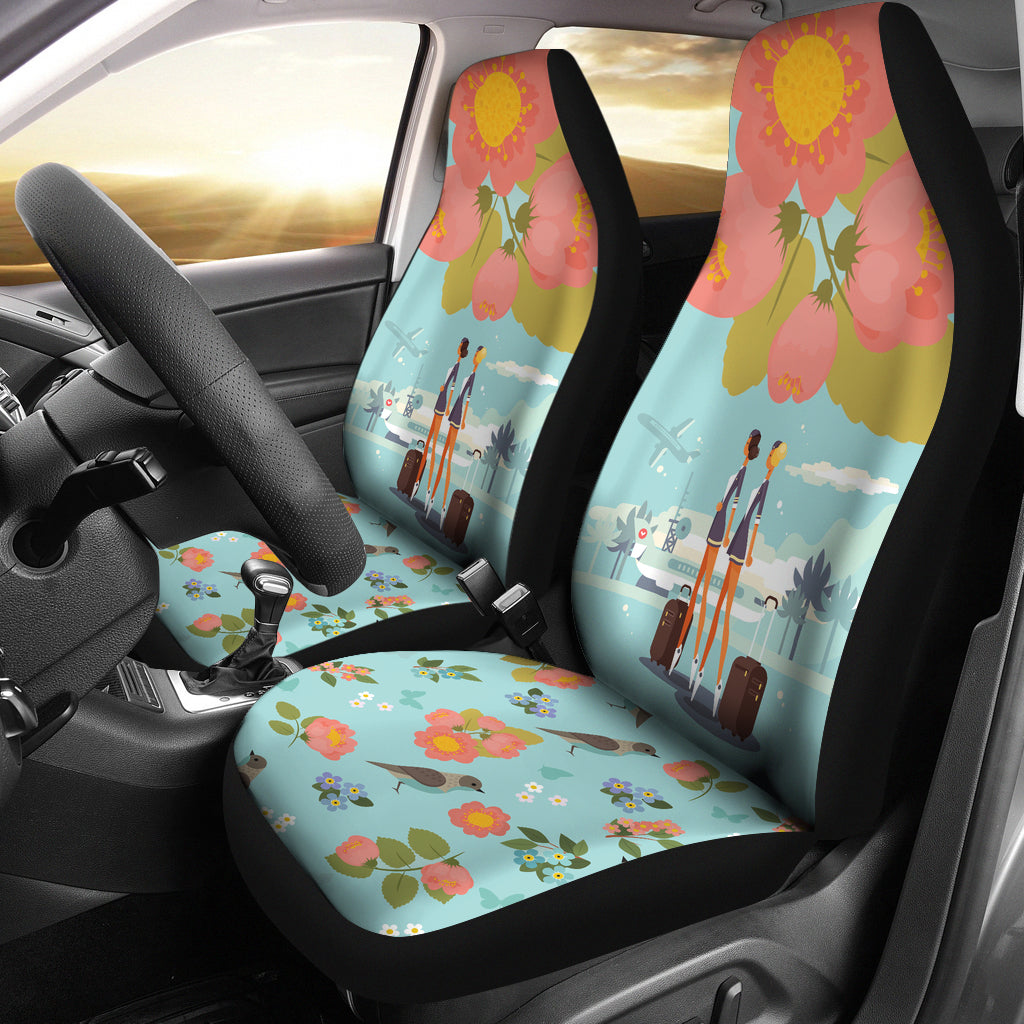 Floral Flight Attendant Car Seat Covers