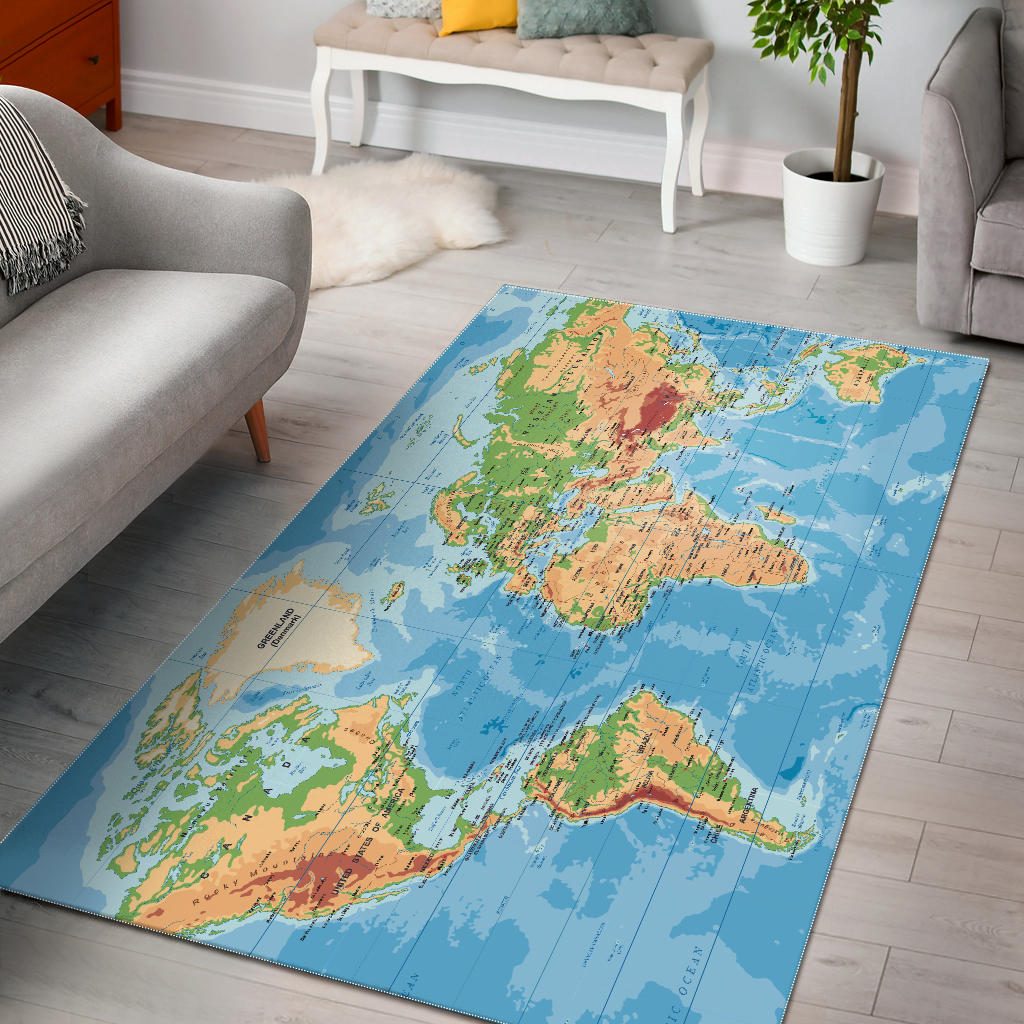 Classic World Map Area Rug