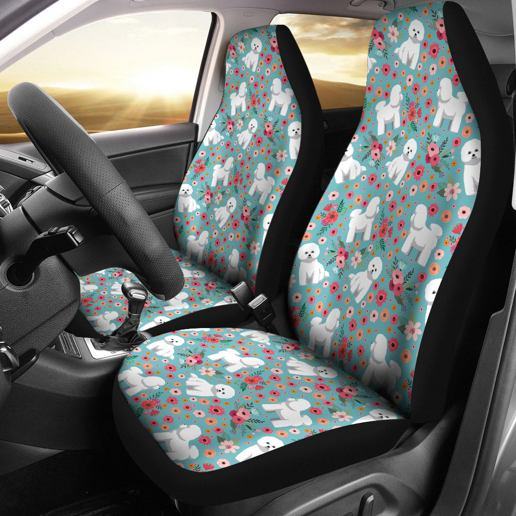 Bichon Frise Flower Car Seat Cover