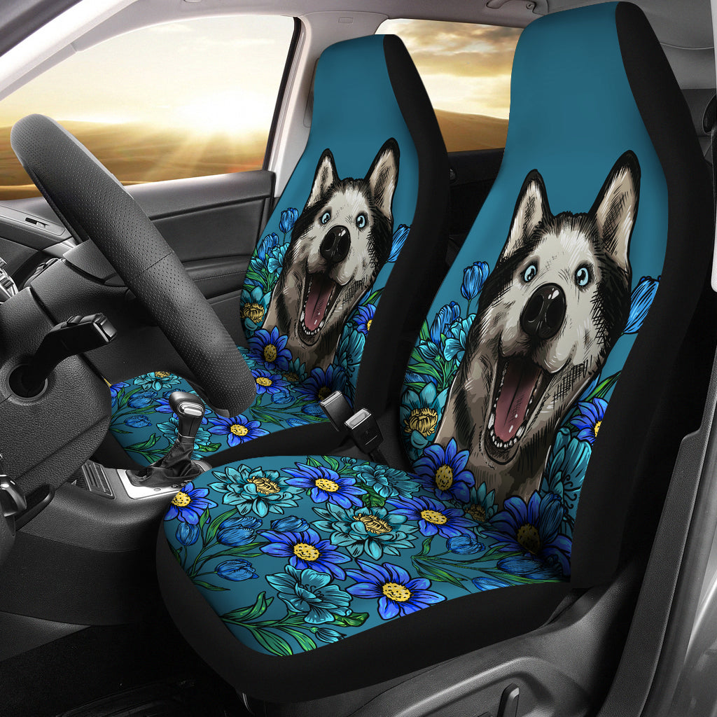 Illustrated Siberian Husky Car Seat Covers
