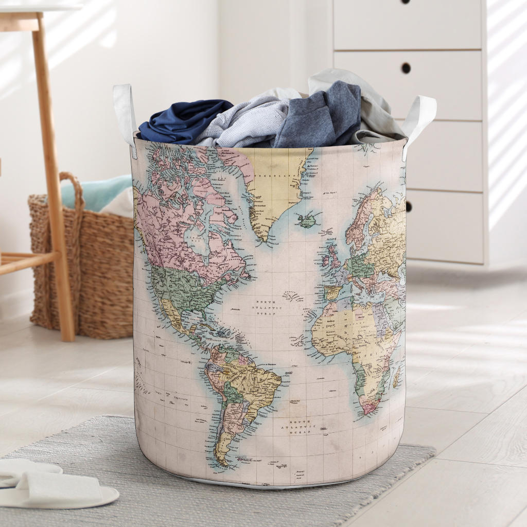 Vintage Geography Laundry Basket