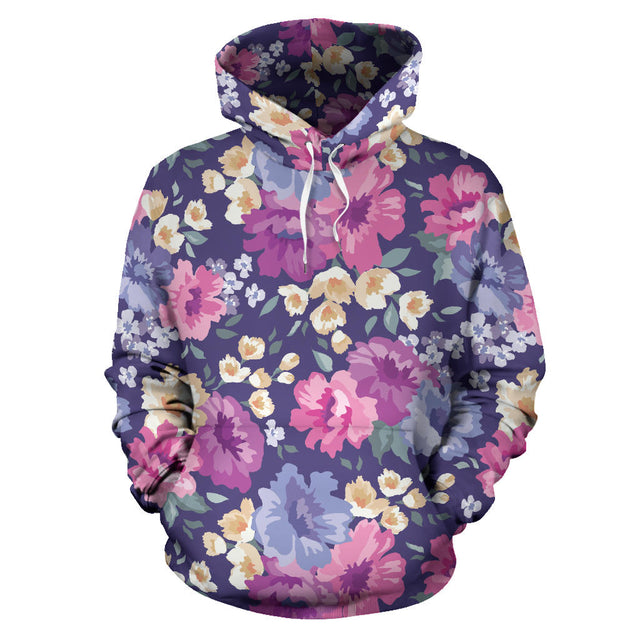 Purple Floral Hoodie