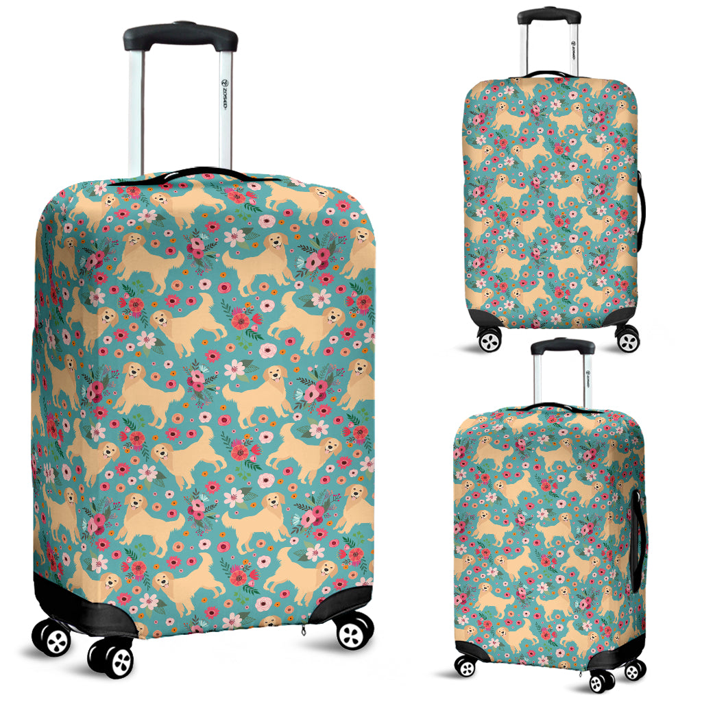 Golden Retriever Flower Luggage Cover