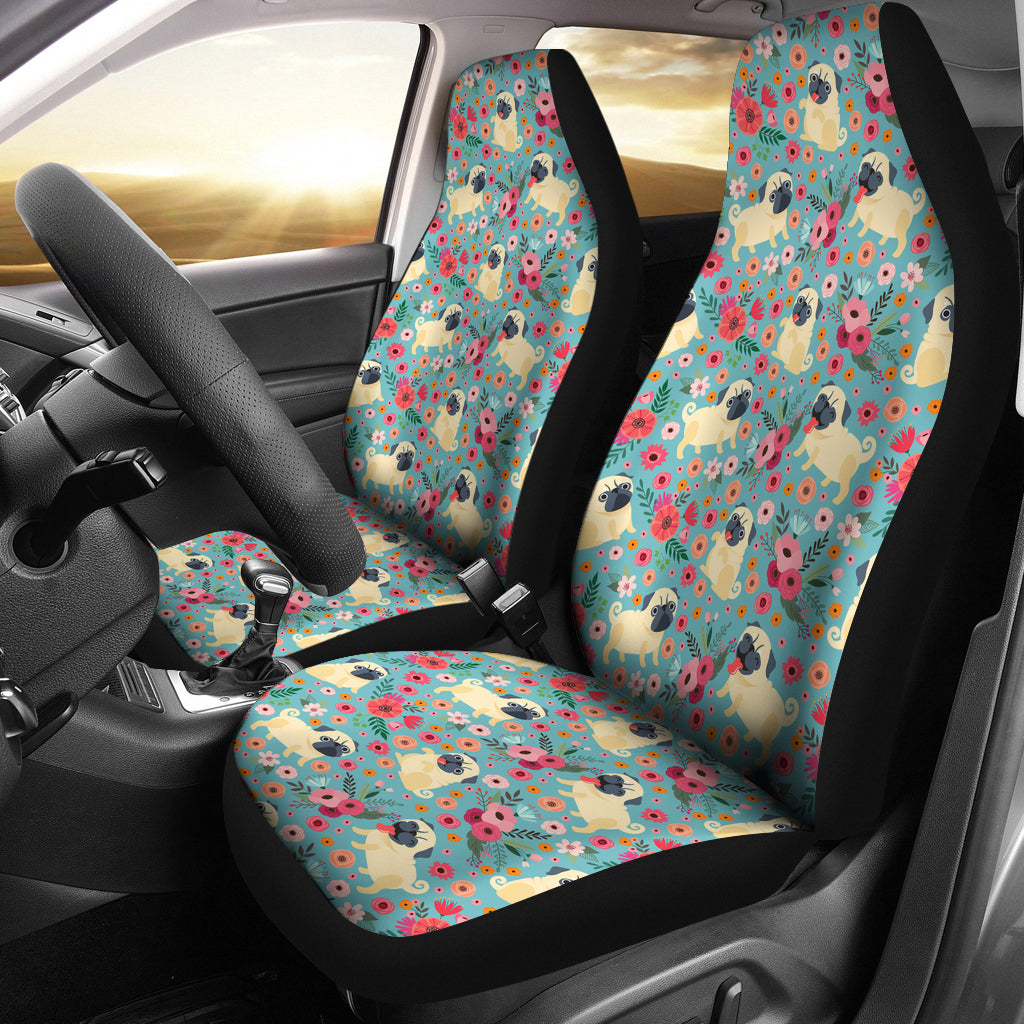 Pug Flower Car Seat Covers