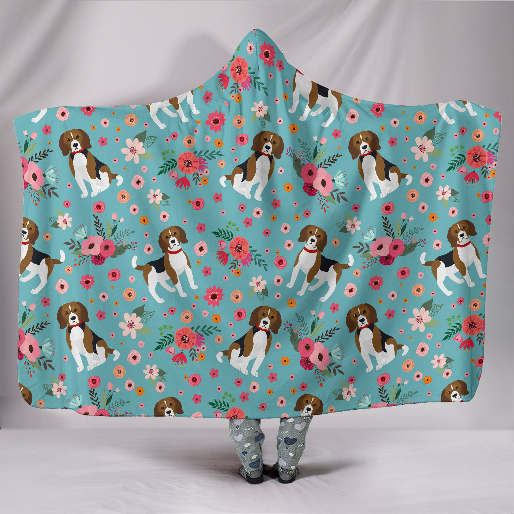 Beagle Flower Hooded Blanket