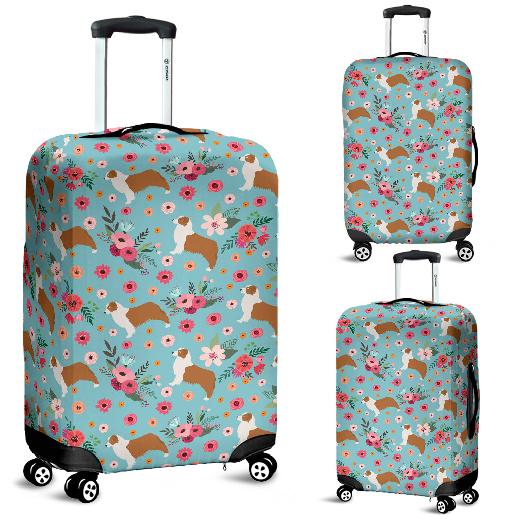 Australian Shepherd Flower Luggage Cover