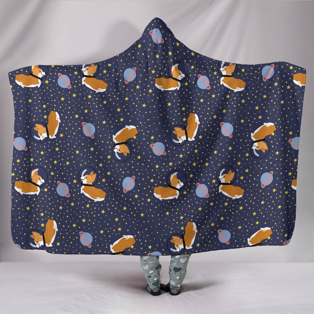 Space Corgi Hooded Blanket