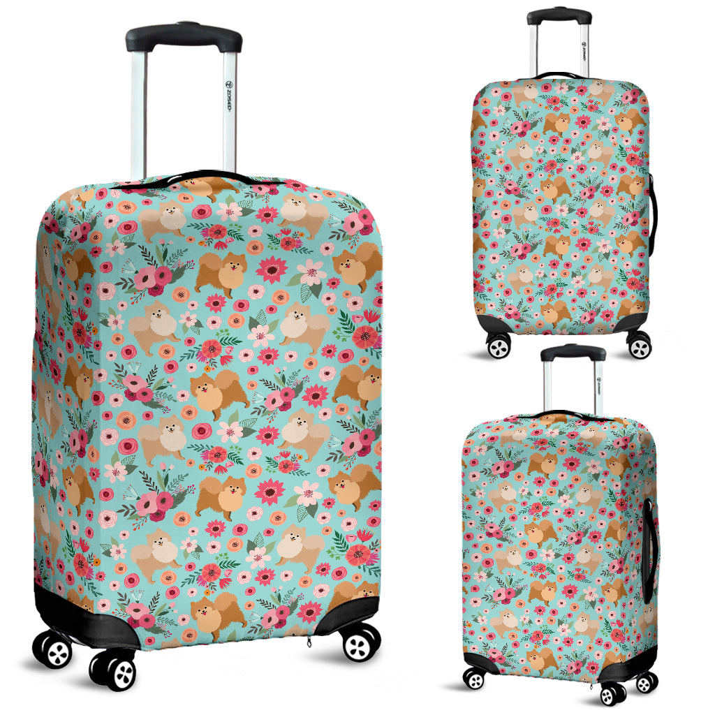Pomeranian Flower Luggage Cover