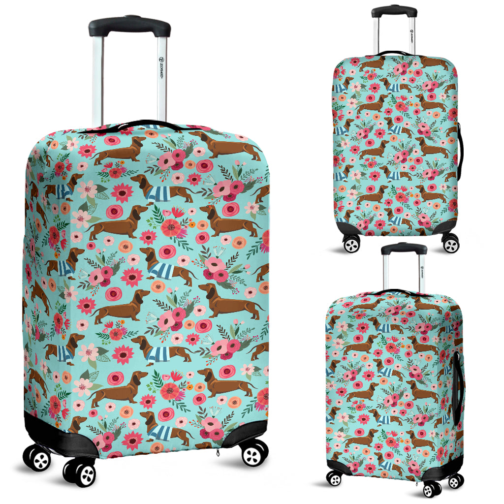 Dachshund Flower Luggage Cover