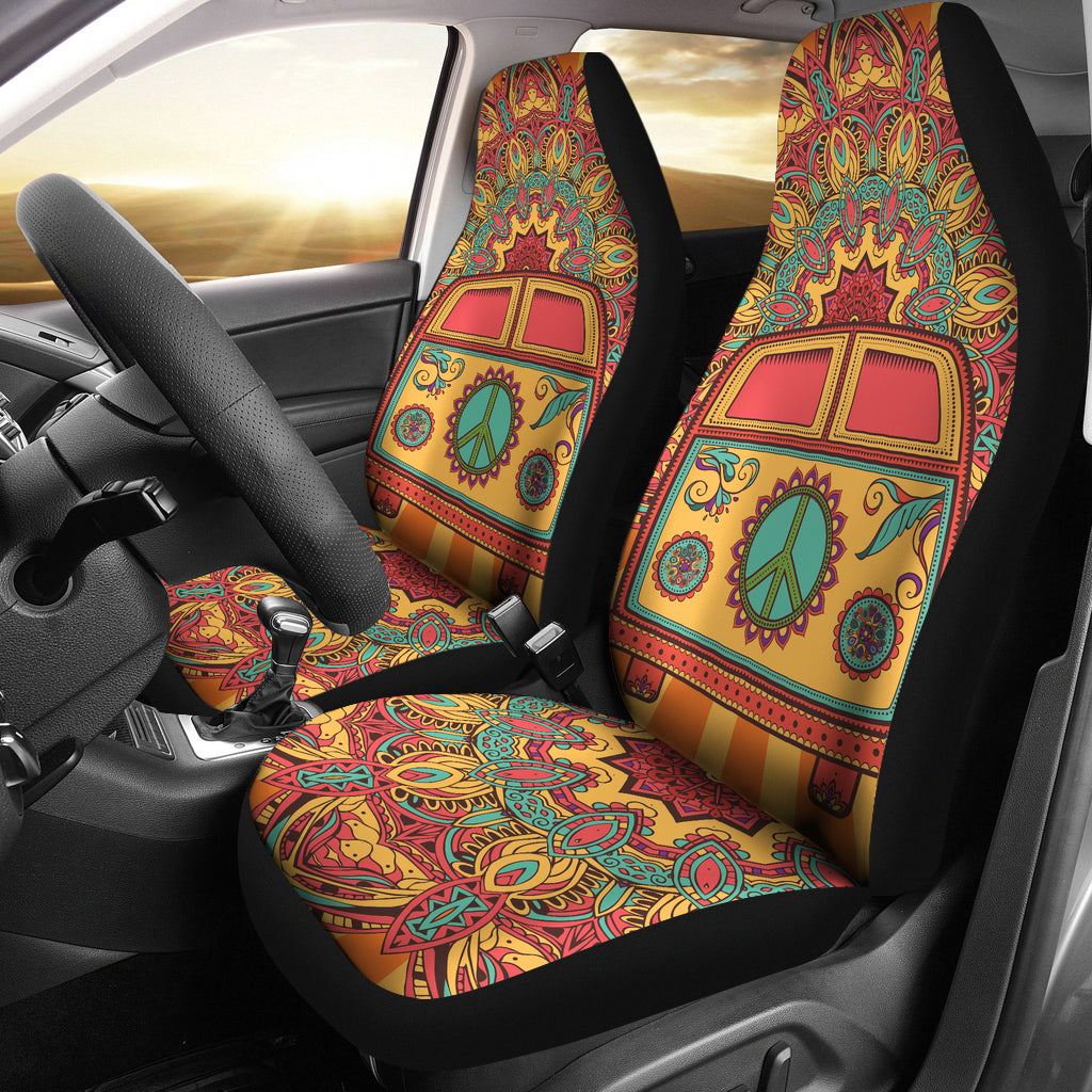 Hippie Blanket Car Seat Covers Full Set Front Rear Bench Seat Protectors