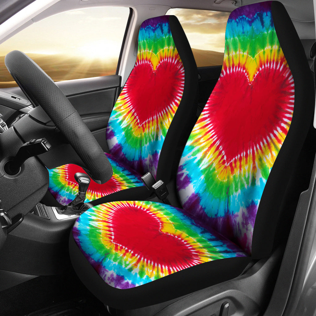 Heart Tie Dye Car Seat Covers