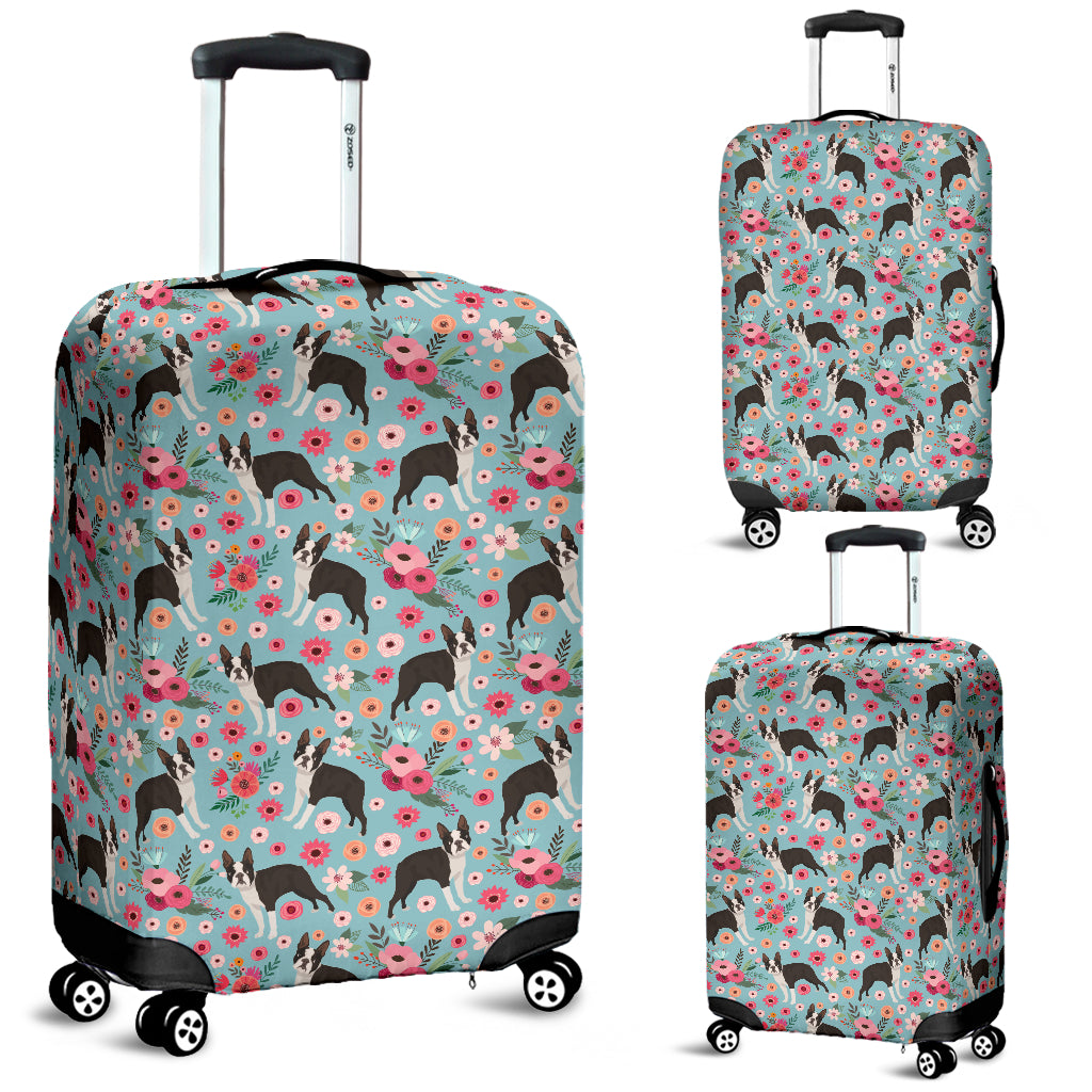Boston Terrier Flower Luggage Cover