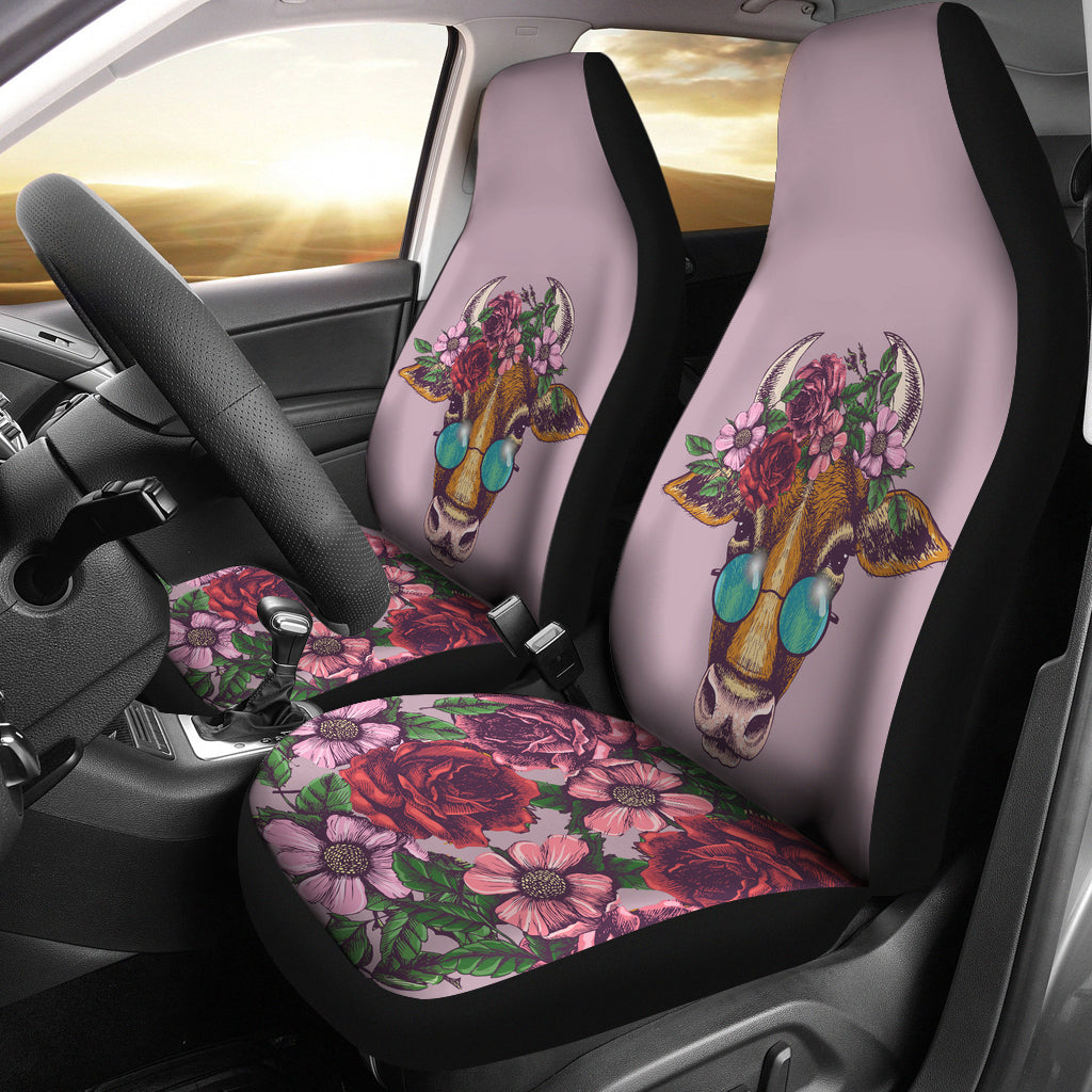 Floral Cow Car Seat Covers