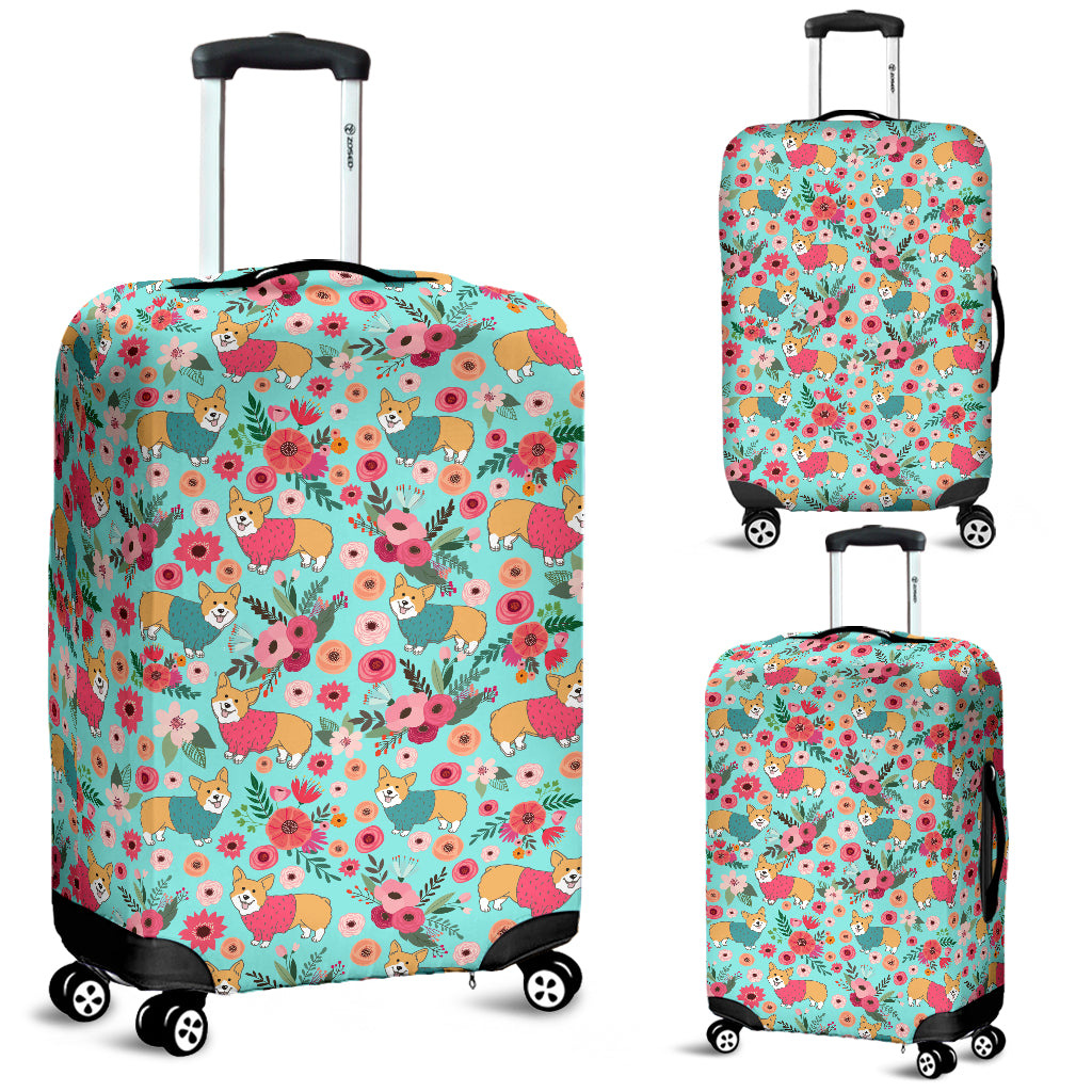 Corgi Flower Luggage Cover