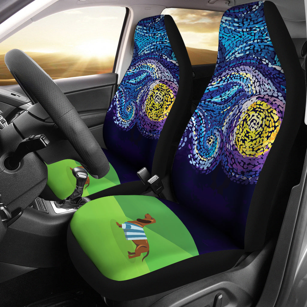 Starry Night Dachshund Car Seat Cover