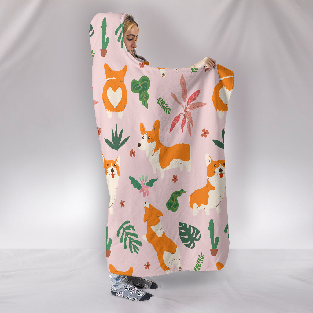 Tropical Corgi Hooded Blanket