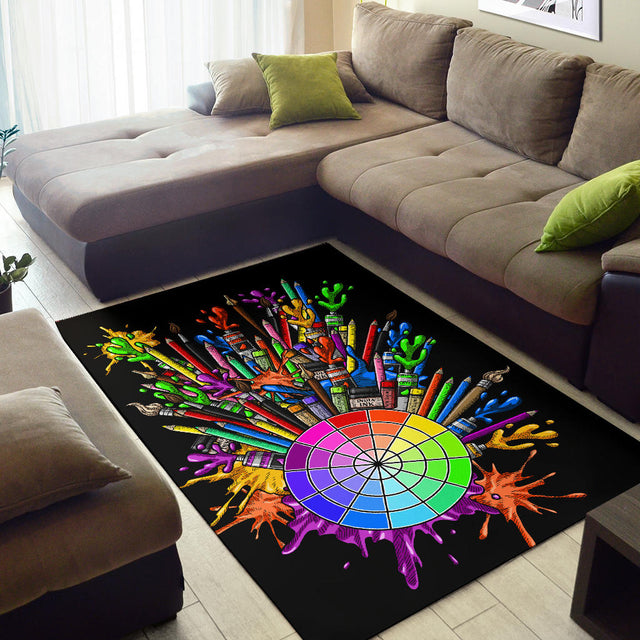 Color Wheel Splatter Area Rug