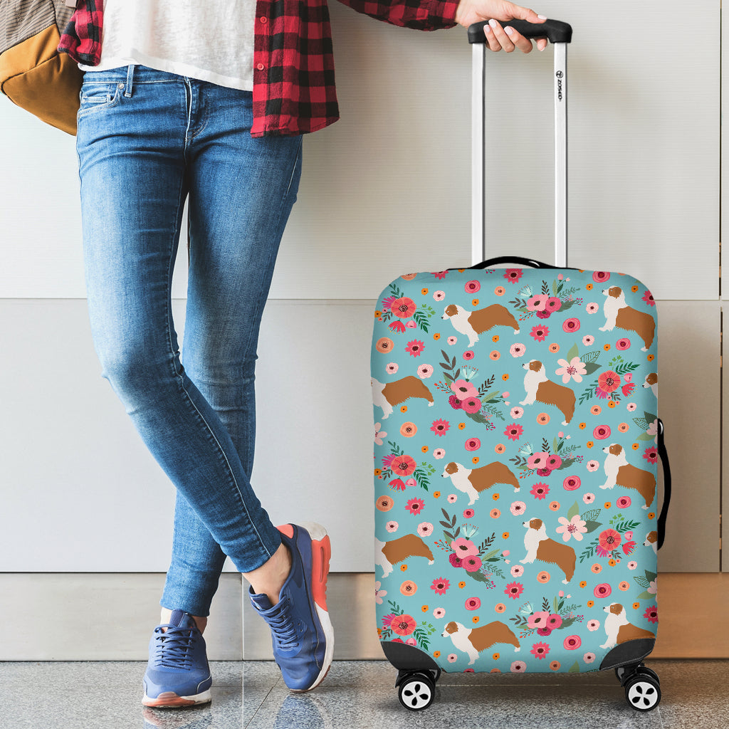 Australian Shepherd Flower Luggage Cover