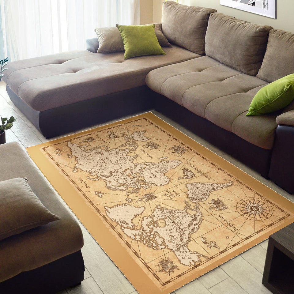 Vintage World Map Area Rug