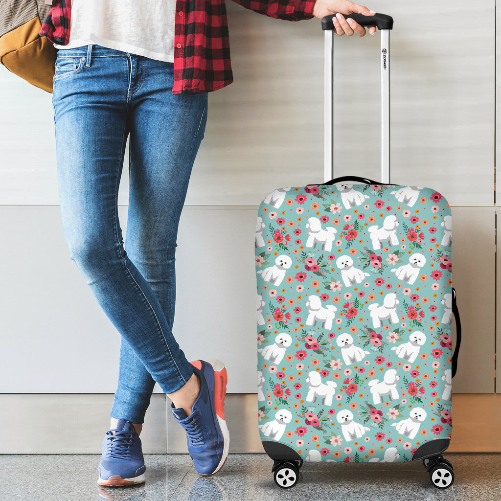 Bichon Frise Flower Luggage Cover