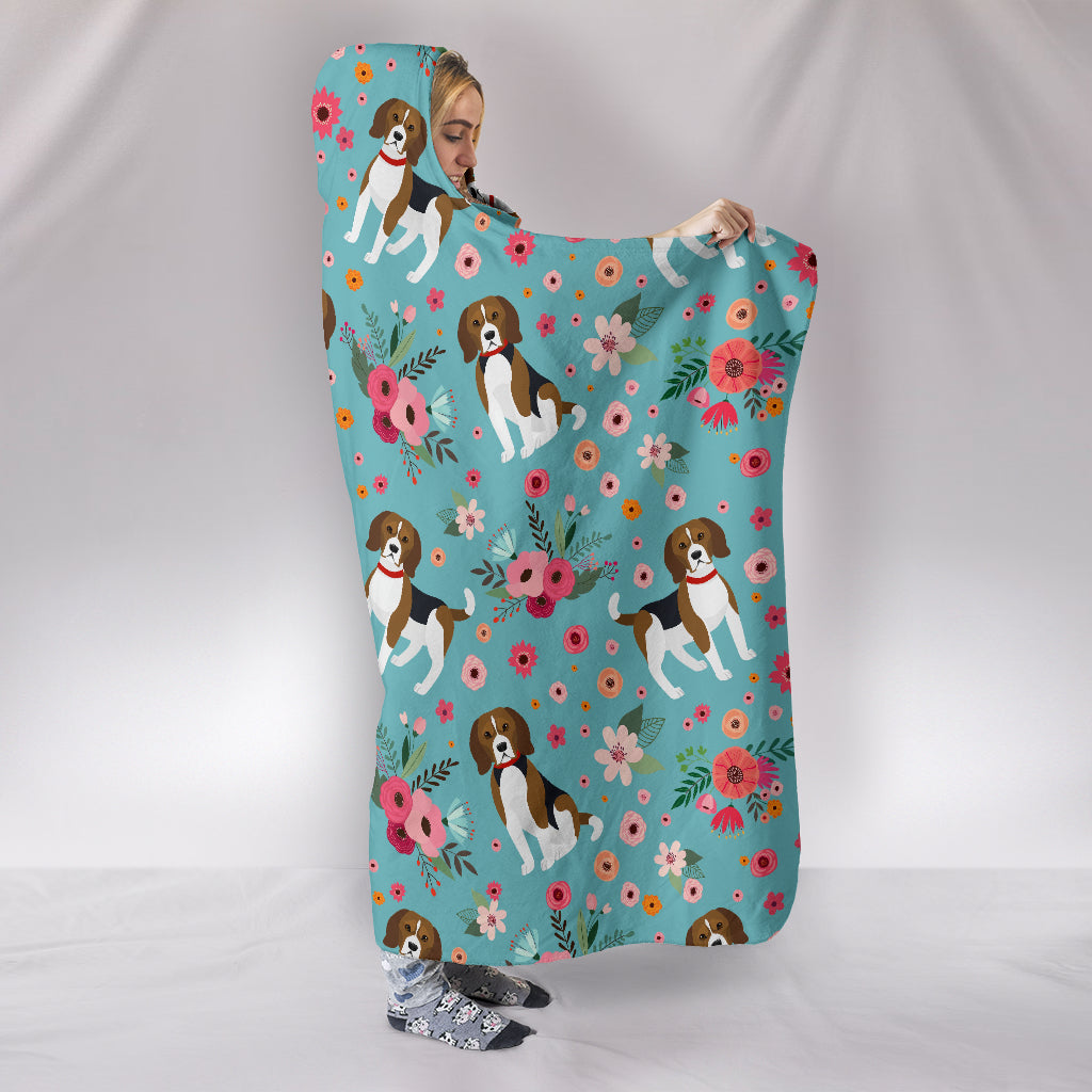 Beagle Flower Hooded Blanket