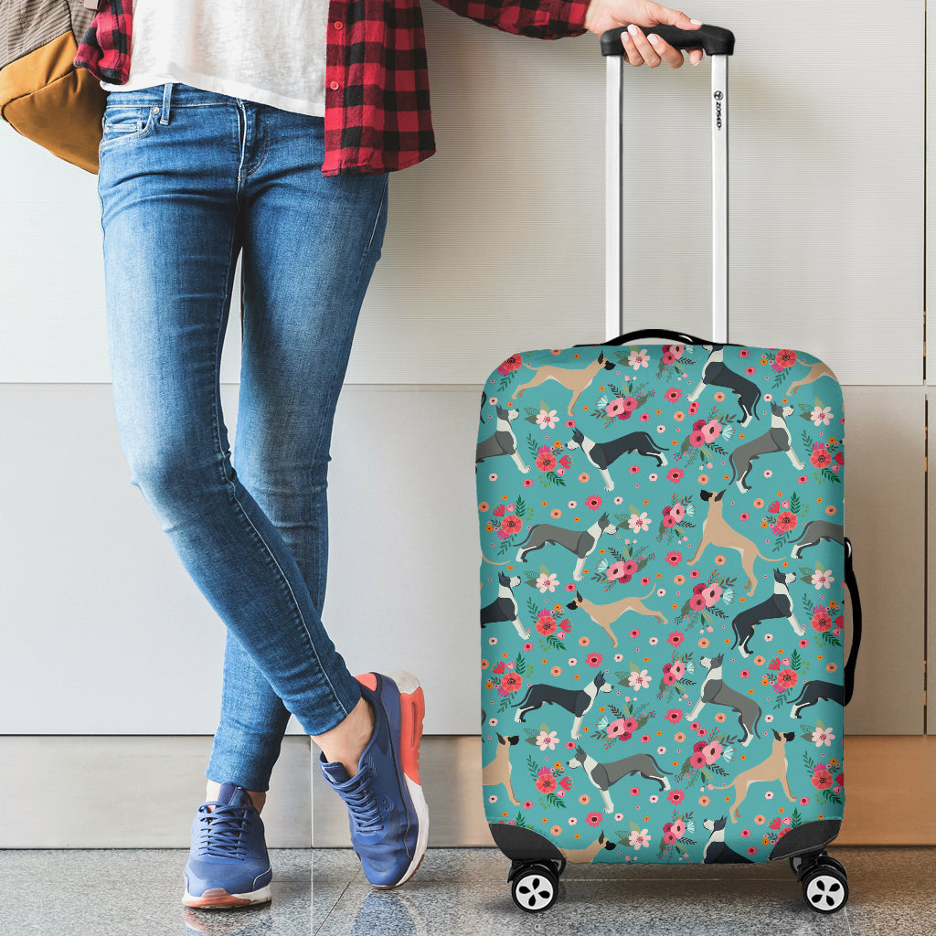 Great Dane Flower Luggage Cover