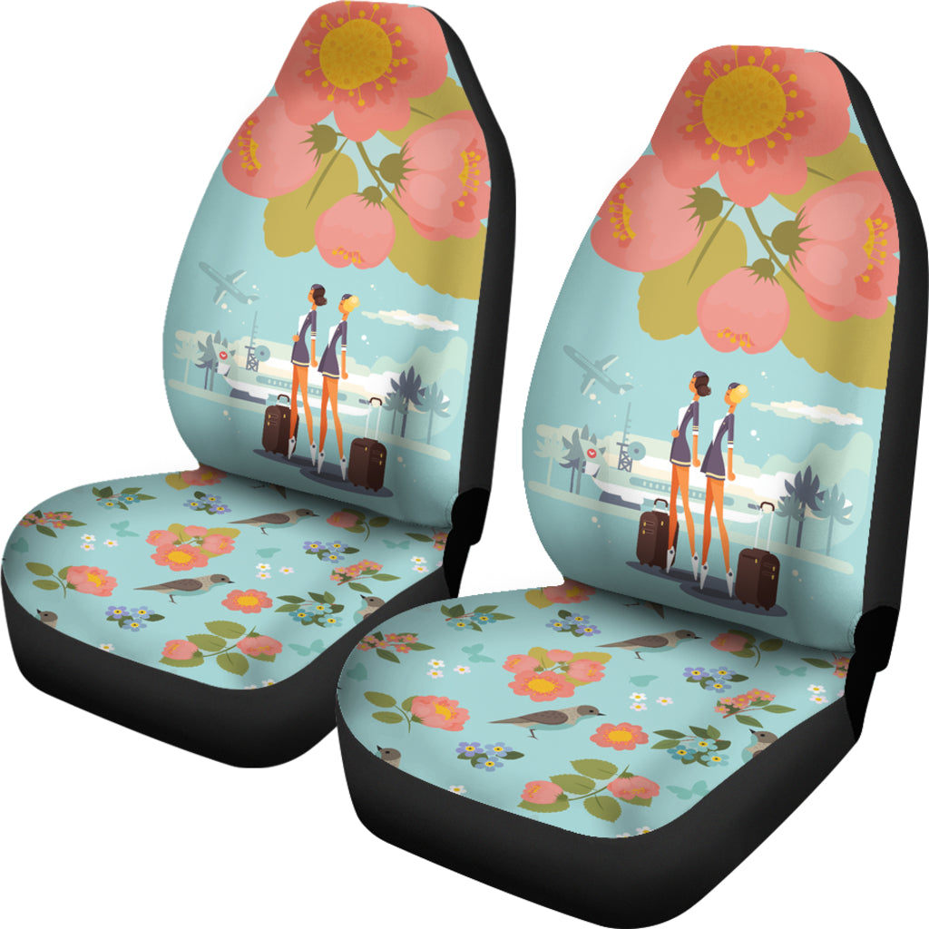 Floral Flight Attendant Car Seat Covers