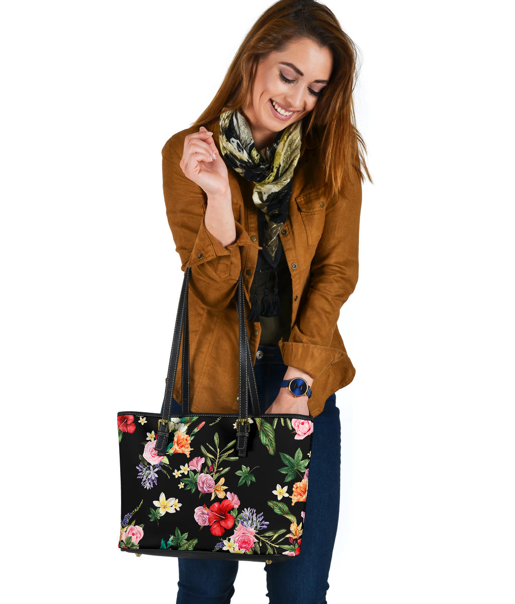 Black Floral Tote Bag