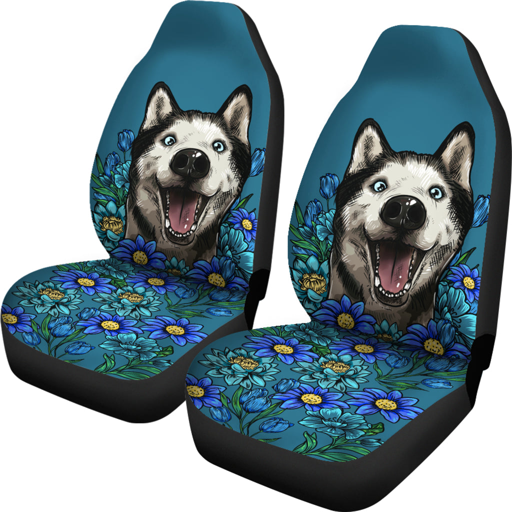 Illustrated Siberian Husky Car Seat Covers