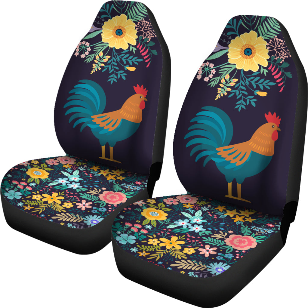 Floral Rooster Car Seat Cover