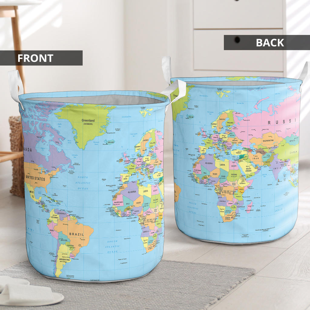 Geography Globe Laundry Basket