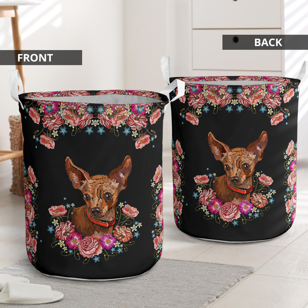 Embroidery Chihuahua Laundry Basket