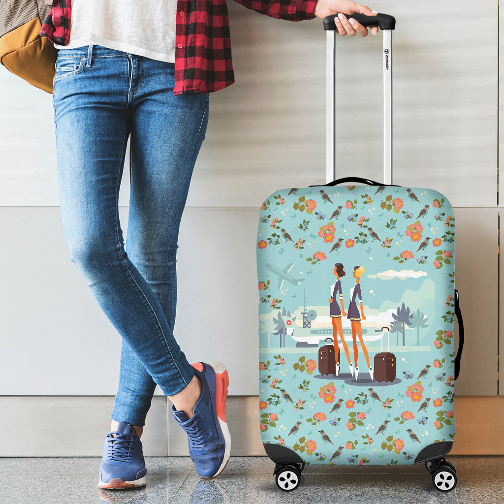 Floral Flight Attendant Luggage Cover