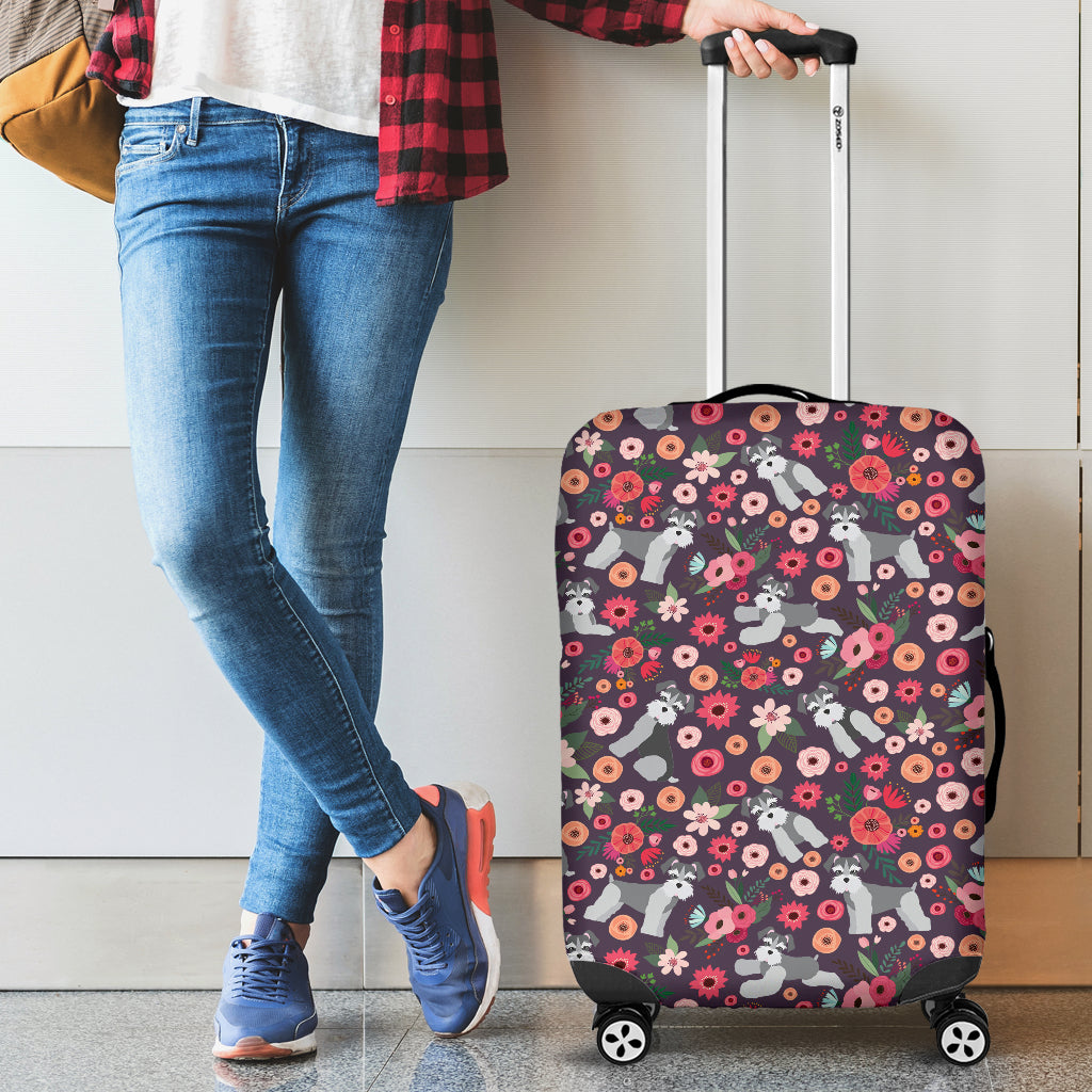 Schnauzer Flower Luggage Cover