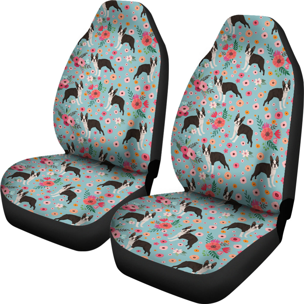 Boston Terrier Flower Car Seat Covers