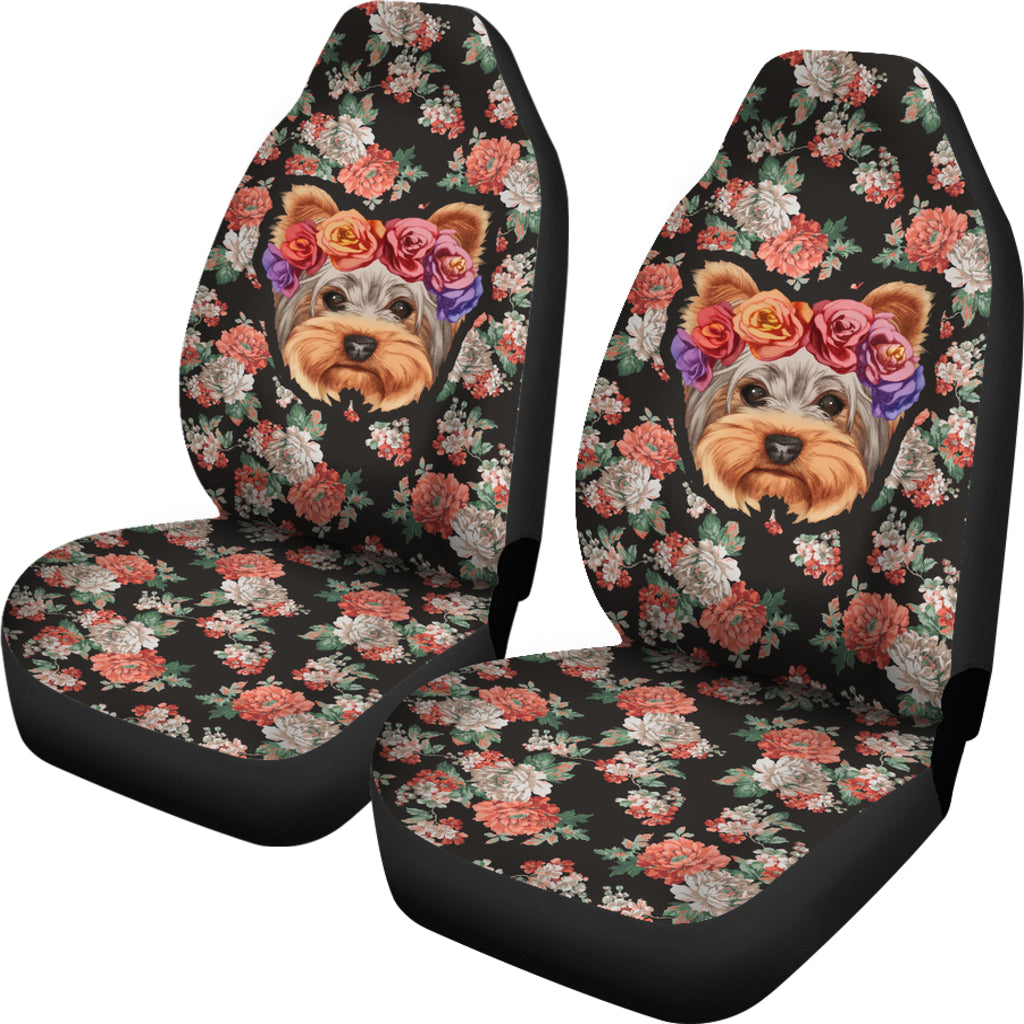 Floral Yorkie Car Seat Cover