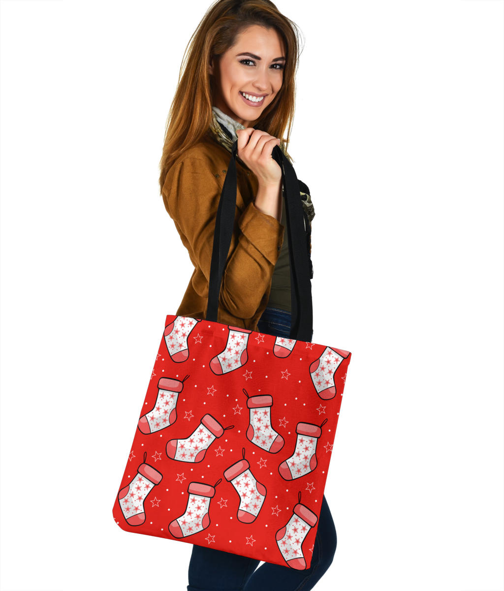 Red Stockings Linen Tote Bag