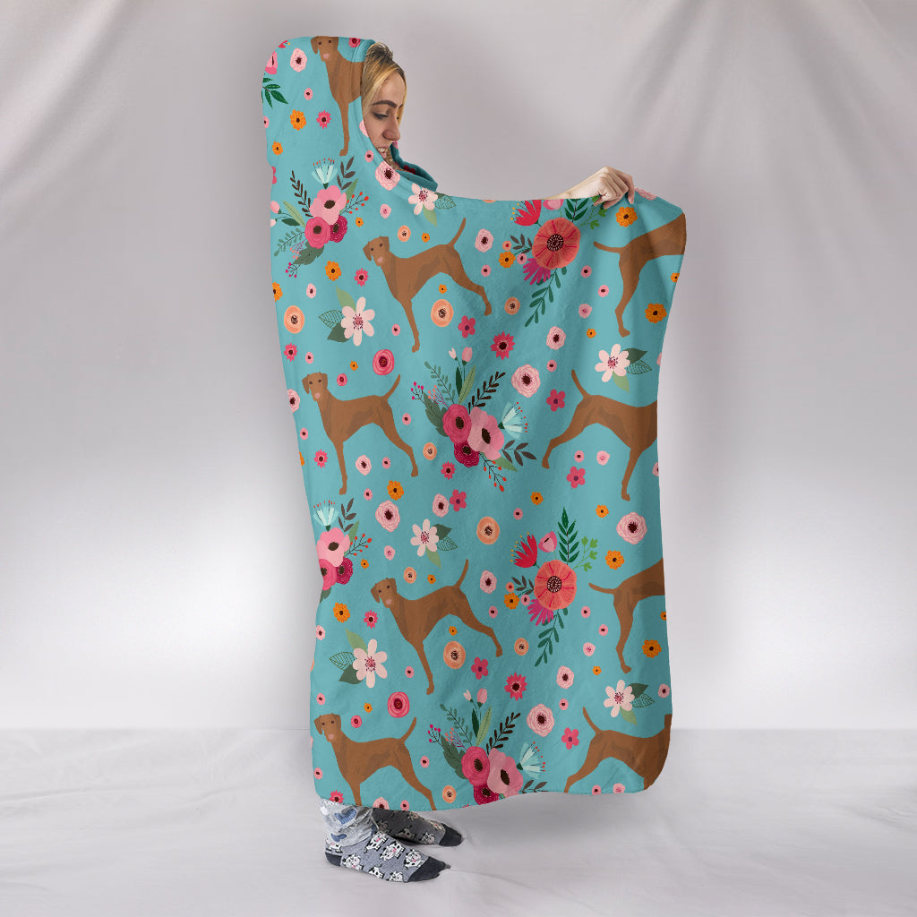 Vizsla Flower Hooded Blanket